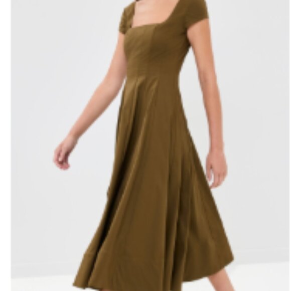 Staud Short Sleeved Wells Dress in Sergeant Green Size 6 - Picture 1 of 2
